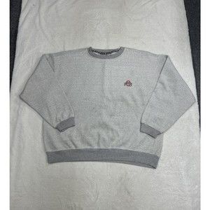 Vintage Starter Gray Ohio State Buckeyes Thermal Knit Sweatshirt Men's Size 2XL